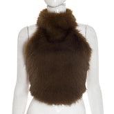 Faux-Fur Halter Top